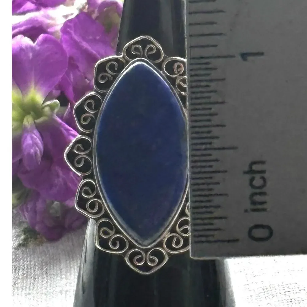 925 Silver Lapis Lazuli Ring Size 7.5